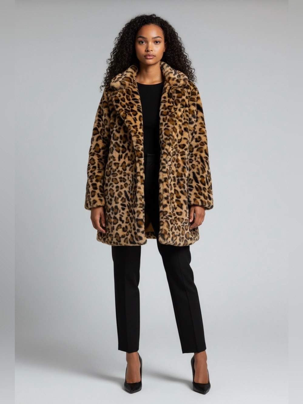 Leopard Print Faux Fur Coat - Women size small